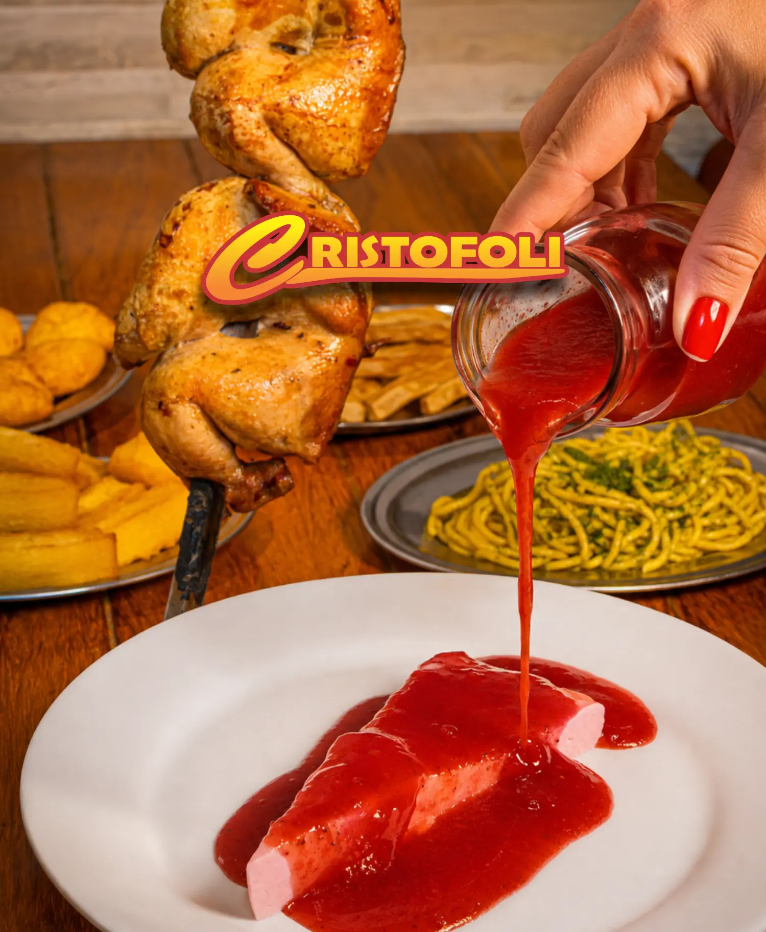 Pizza de mousse de morango e coxa de frango no rodízio Cristofoli